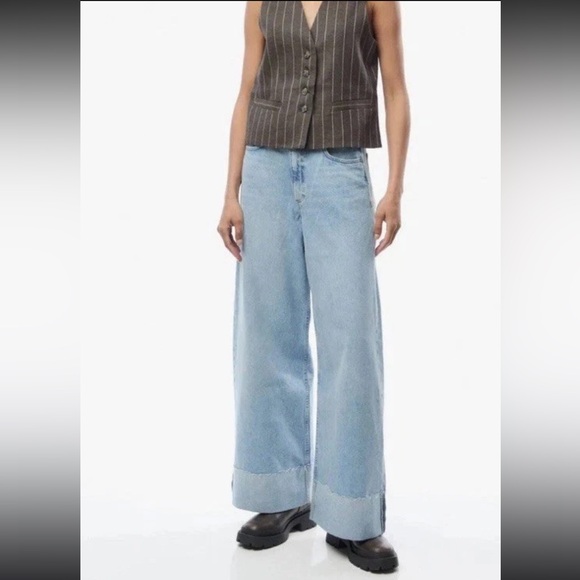 rag & bone Denim - RAG & BONE Sophie Jean Mari High Rise Ultra Wide Leg Crop Ankle Cuff Sz 30 $268